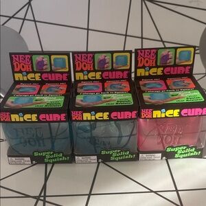 N-Ice Cube Squishy Toy Set - Blue, Pink, Green